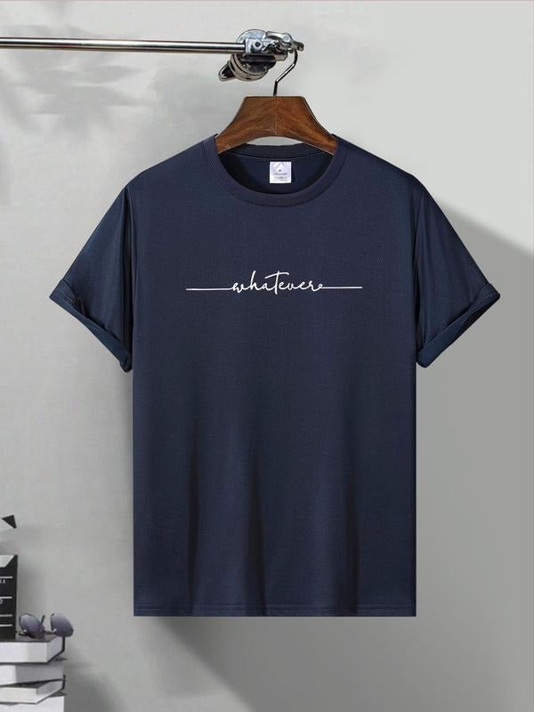 Men's Regular Fit Letter & Geometric Print Round Neck Graphic Tee, Casual Short Sleeve T-shirt for Summer, Men's Top for...