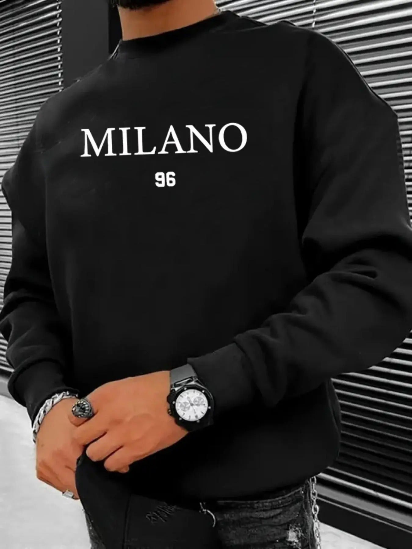 Men's Regular Fit Letter & Number "96" Print Drop Shoulder Sweatshirt, Casual Soft Comfy Long Sleeve Round Neck Pullover...