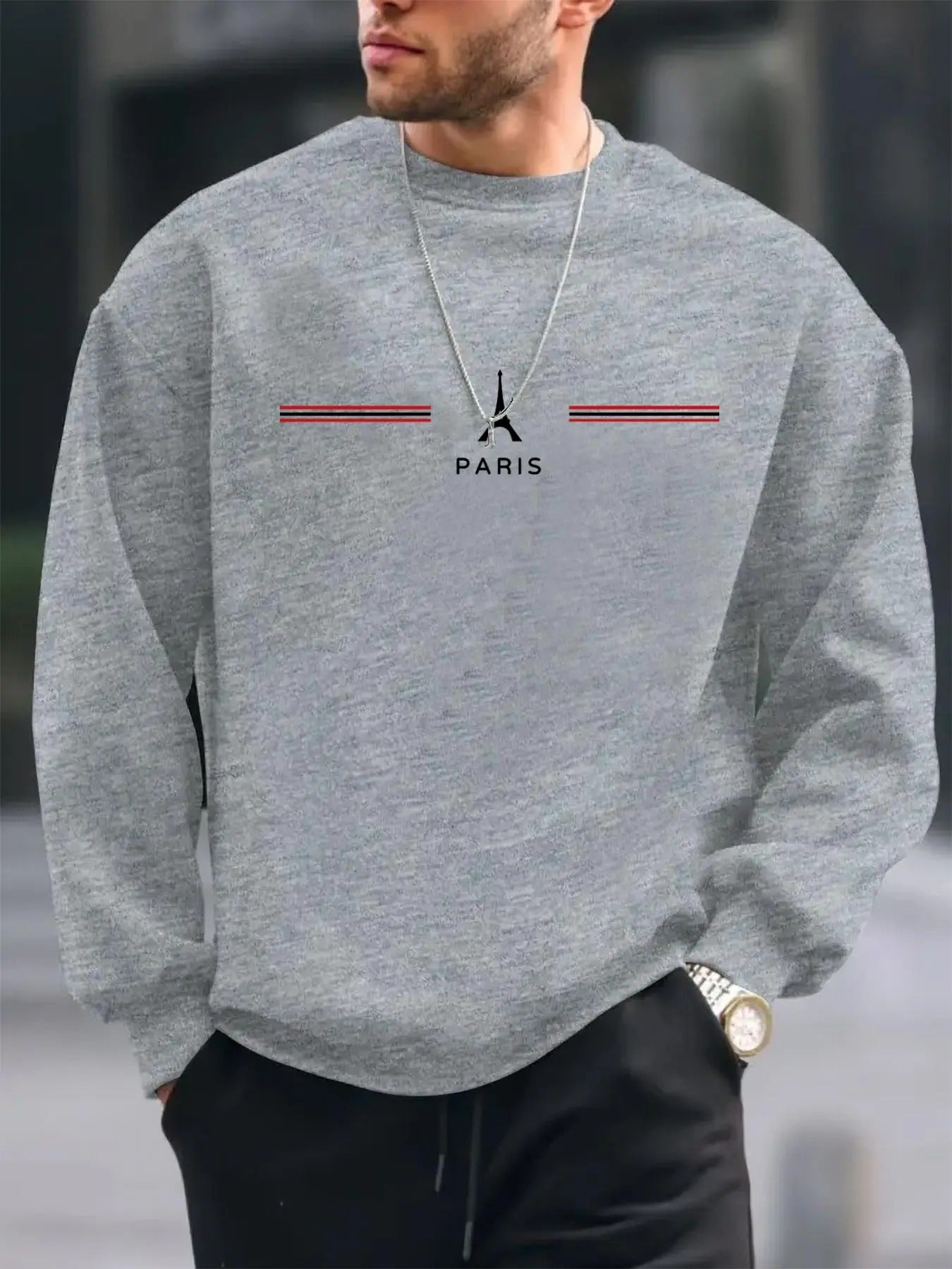 Men's Regular Fit Letter Graphic Drop Shoulder Sweatshirt, Casual Soft Comfy Long-Sleeve Crew Neck Pullover for Daily...