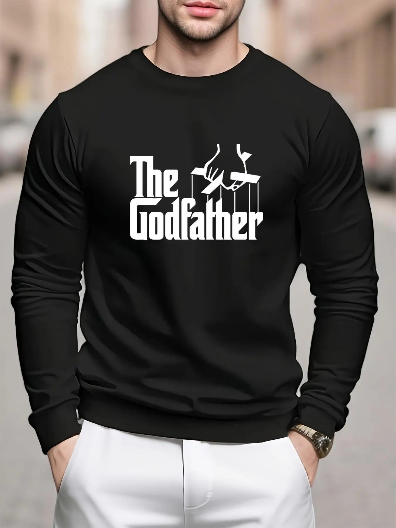 Men's Regular Fit Letter Graphic Print Round Neck Sweatshirt, Casual Long Sleeve Crew Neck Pullover for Daily Wear,...