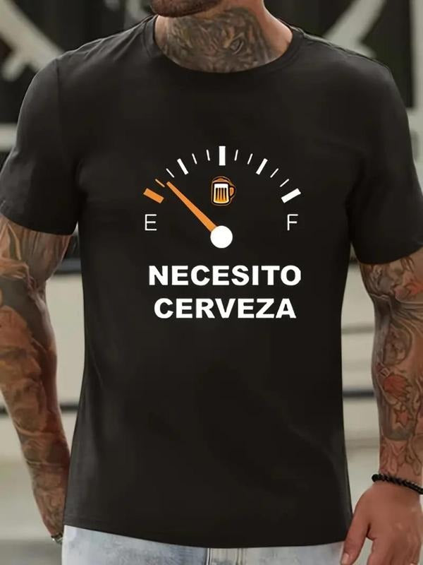 Men's Regular Fit Letter Graphic Round Neck Tee, Casual Short Sleeve Crew Neck T-Shirt for Summer, Mens Clothes for Daily...