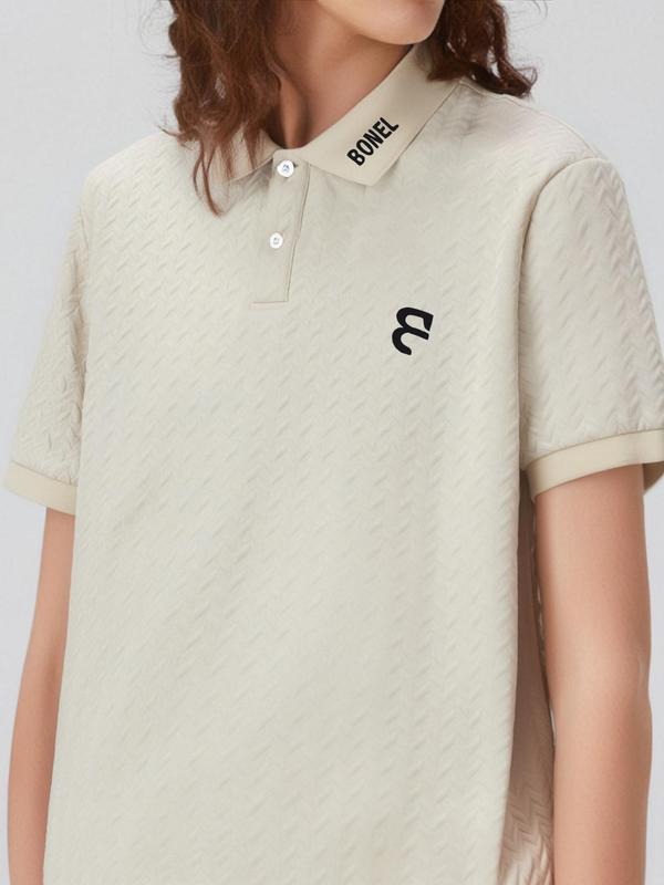 Men's Regular Fit Letter Print Contrast Trim Polo Shirt, Casual Short Sleeve Half Zip Top for Summer, Fashion Men's...