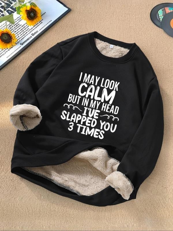 Men's Regular Fit Letter Print Drop Shoulder Sweatshirt, Casual Soft Comfy Long Sleeve Round Neck Pullover for Fall &...