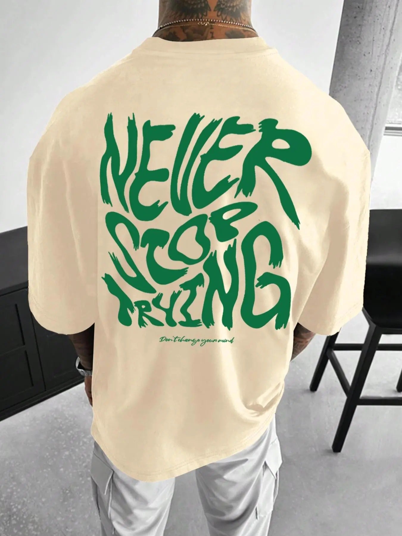 Men's Regular Fit Letter Print Drop Shoulder Tee, Casual Comfy Round Neck Half Sleeve T-shirt for Summer, Menswear for...