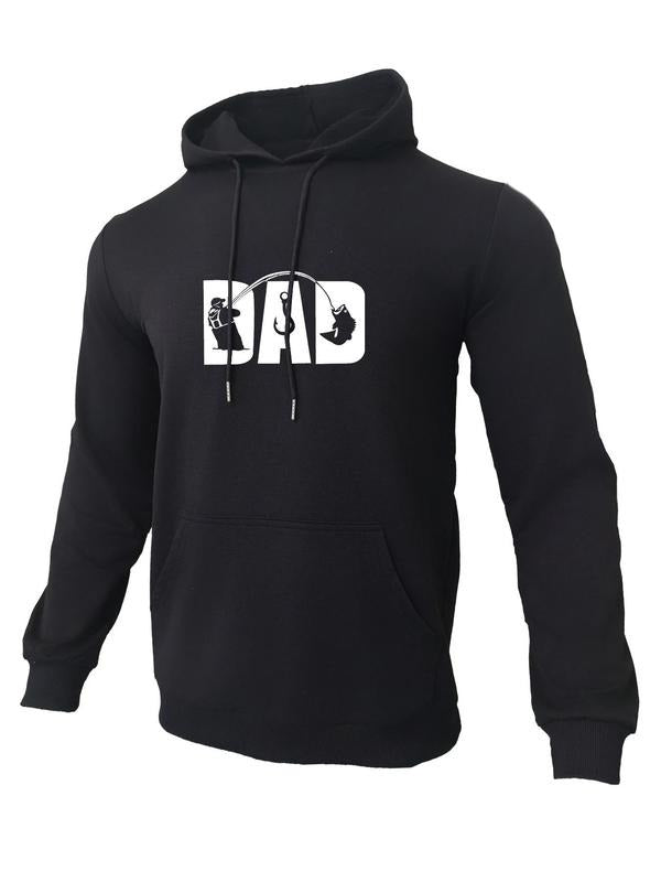 Men's Regular Fit Letter Print Hoodie, Casual Comfy Drawing Print Long Sleeve Hooded Sweatshirt for Daily Wear, Men's...