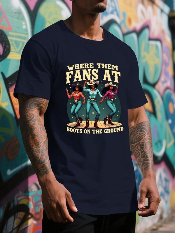Men's Regular Fit Letter Print Round Neck Graphic Tee, Casual Short Sleeve Crew Neck T-shirt for Summer, Fashion Men's...