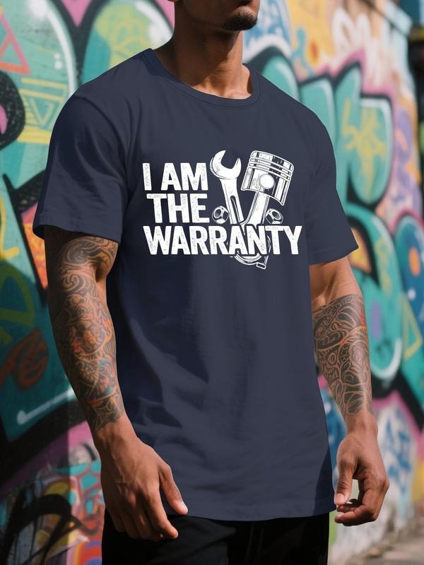 Men's Regular Fit Letter Print Round Neck Graphic Tee, Casual Short Sleeve T-shirt for Daily Wear, Men's Top for All...