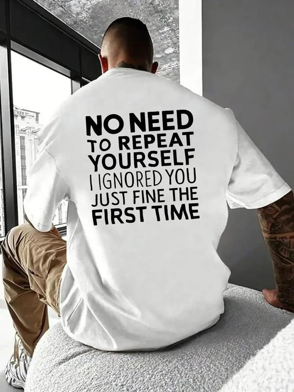 Men's Regular Fit Letter Print Round Neck Graphic Tee, Casual Short Sleeve T-shirt for Daily Wear, Men's Top for All...