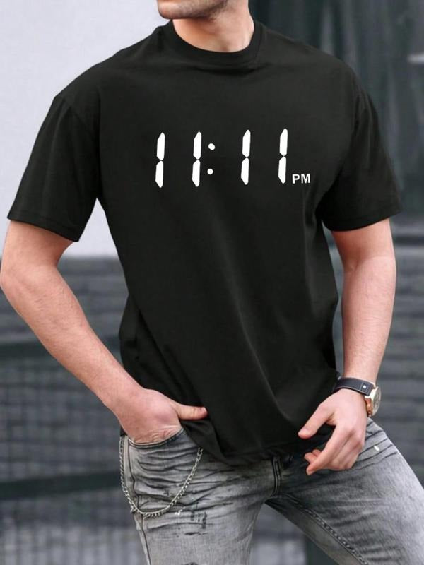 Men's Regular Fit Letter Print Round Neck Short Sleeve Tee, Men's Summer Clothes, Crew Neck Printed T-Shirts, Summer...