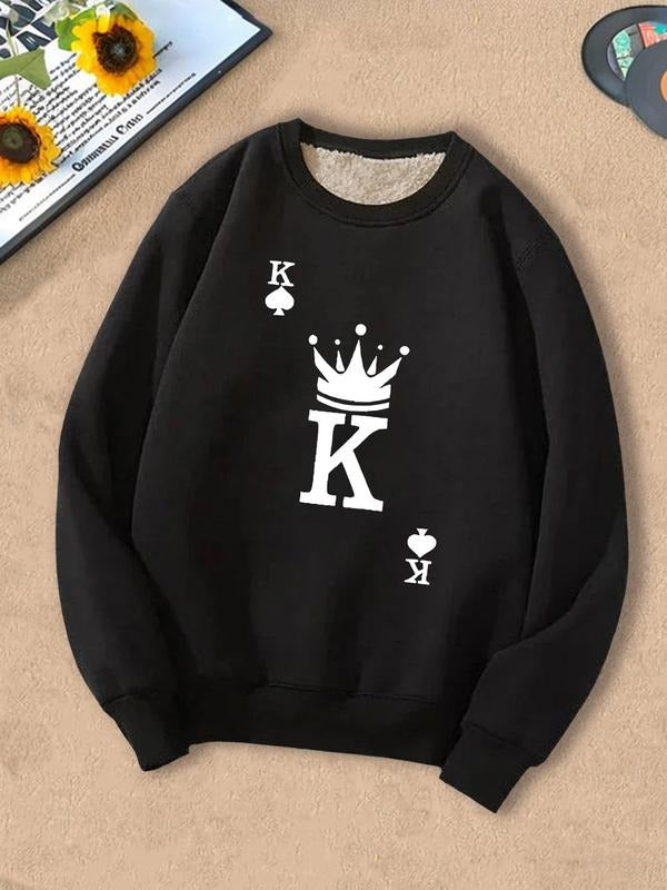 Men's Regular Fit Letter Print Round Neck Sweatshirt, Casual Long Sleeve Crew Neck Pullover for Fall & Winter, Men's...