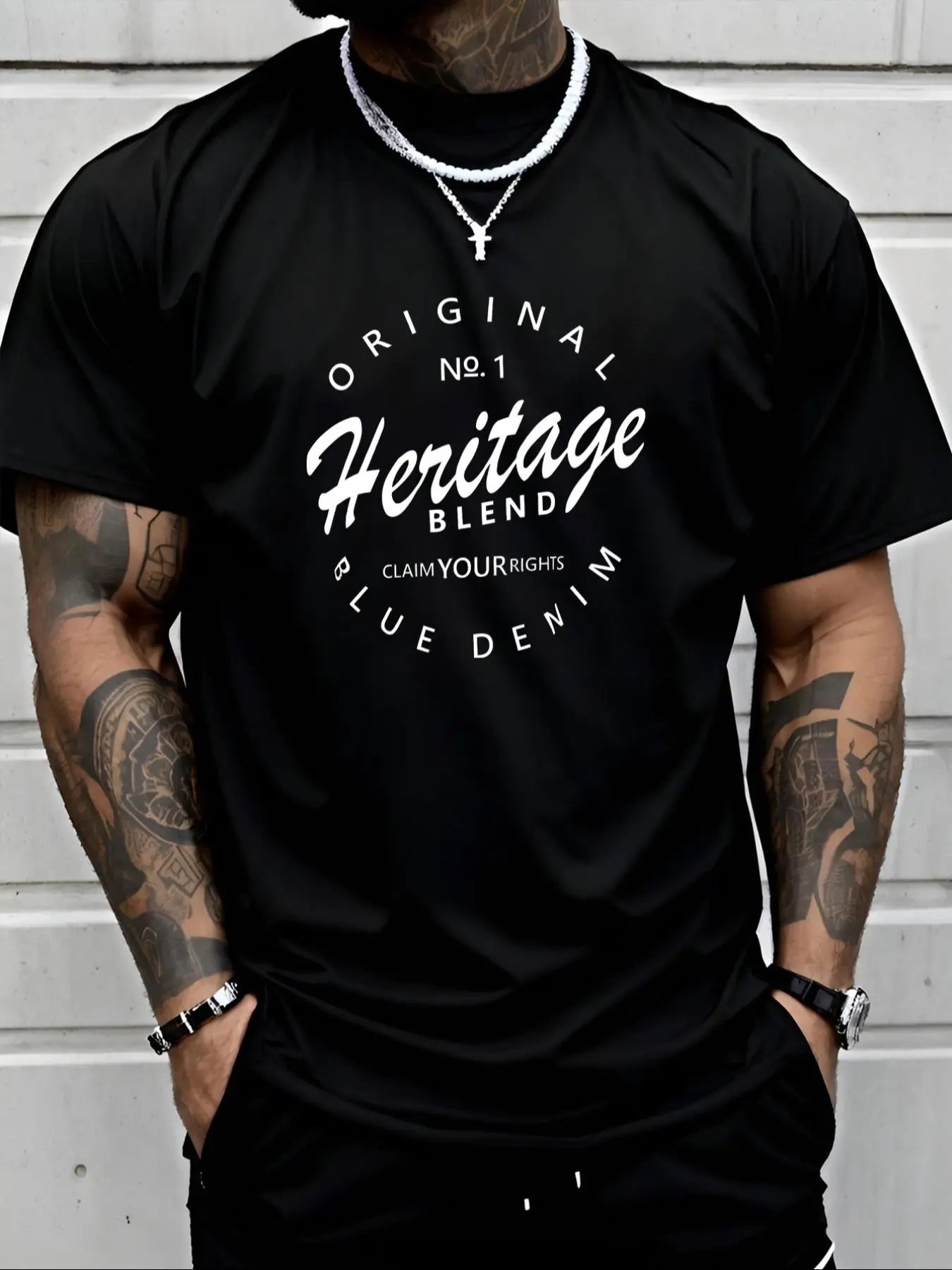Men's Regular Fit Letter Print Round Neck Tee, Casual Fashion Street Short Sleeve Crew Neck T-shirt for Daily Wear,...