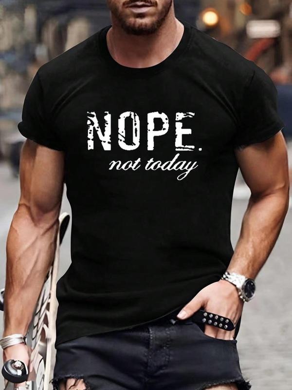 Men's Regular Fit Letter Print Round Neck Tee, Casual Short Sleeve Crew Neck T-shirt for Summer, Fashion Men's Top for...