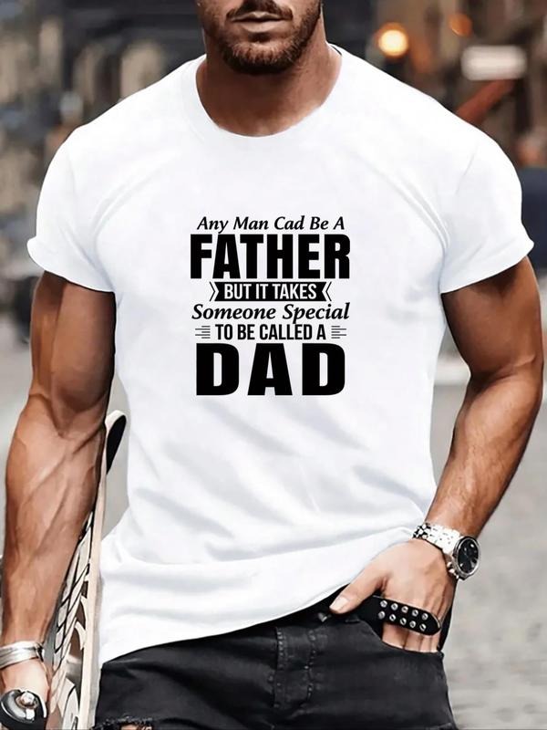 Men's Regular Fit Letter Print Round Neck Tee, Casual Short Sleeve Crew Neck T-shirt for Summer, Fashion Men's Top for...
