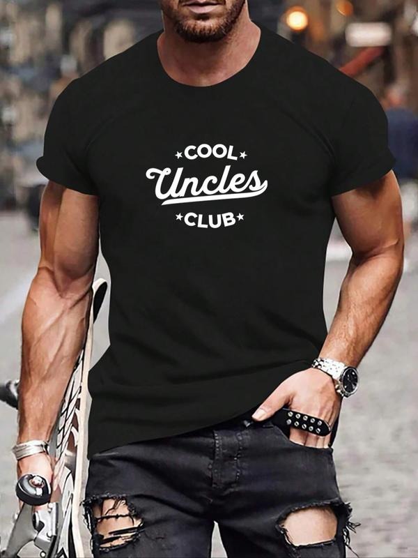 Men's Regular Fit Letter Print Round Neck Tee, Casual Short Sleeve Crew Neck T-shirt for Summer, Fashion Men's Top for...