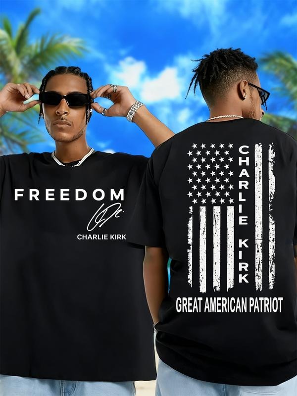 Men's Regular Fit Palm Tree Print Round Neck Tee, Casual Short Sleeve Crew Neck T-shirt for Summer, Fashion Men's Top for...