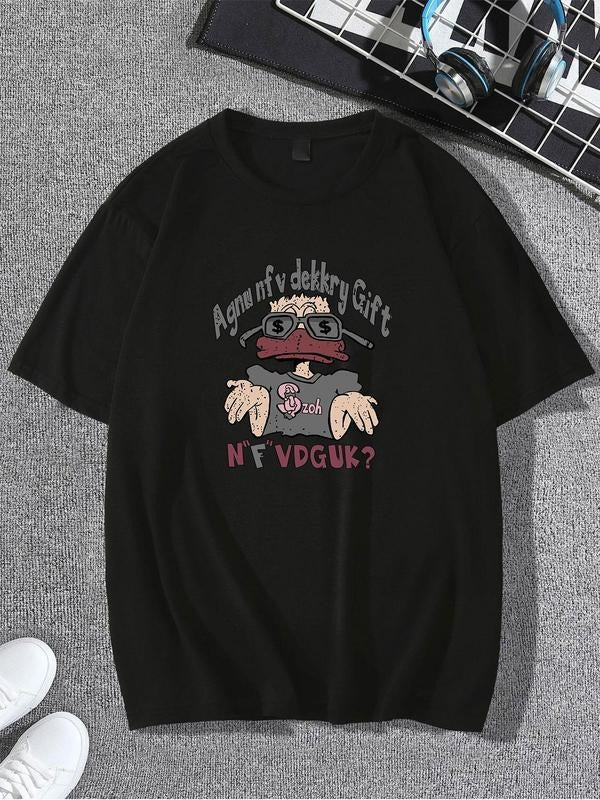 Men's Regular Fit Pop Art Print Round Neck Tee, Street Fashion Casual Short Sleeve T-shirt for Daily Wear, Men's Summer...