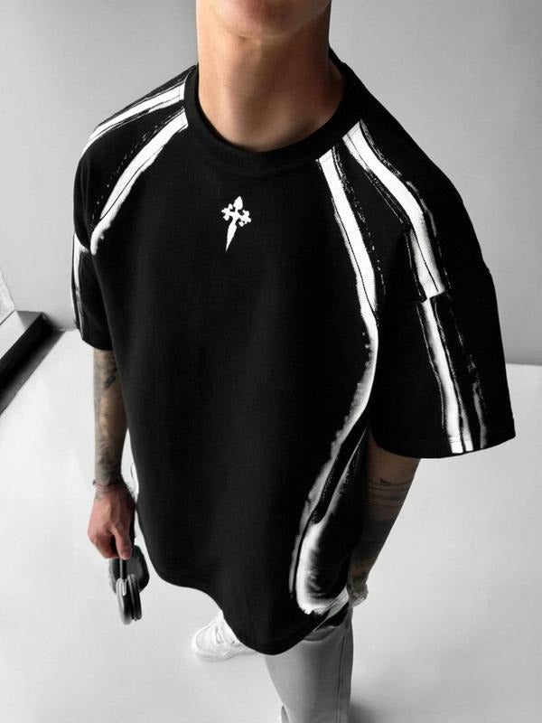Men's Regular Fit Skeleton & Letter Print Short Sleeve Graphic Tee, Street Fashion Casual Round Neck T-shirt for Daily...