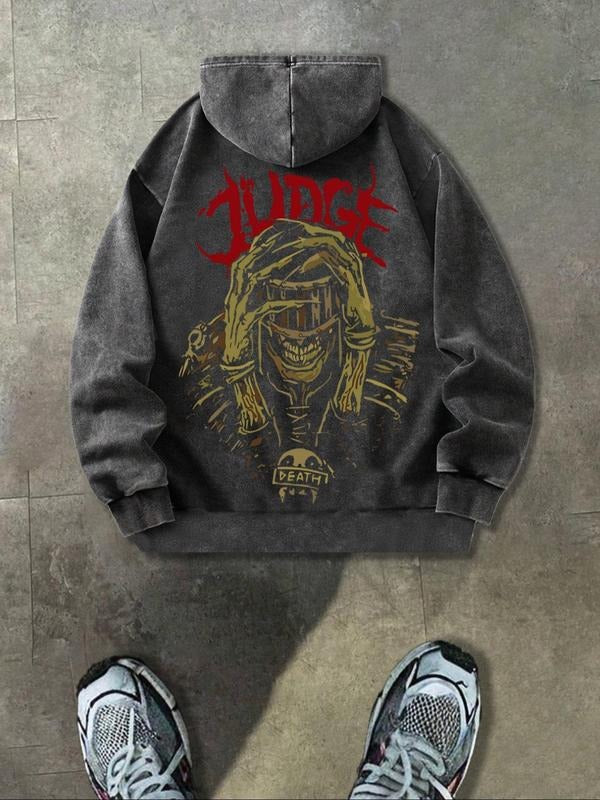 Men's Regular Fit Skull Print Graphic Hoodie, Casual Comfy Pullover Hooded Sweatshirt for Daily Wear, Men's Clothes for...