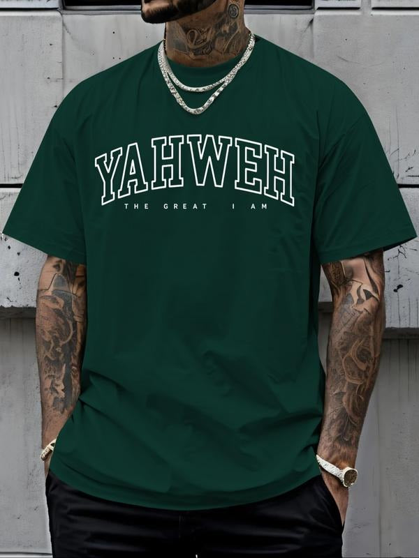 Men's Rooster Print Round Neck Tee, Loose Casual Short Sleeve T-shirt for Summer, Men's Top for Daily Wear, Tropical...