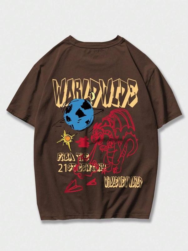 Men's Round Neck Short Sleeve Graphic Tee, Regular Fit Casual Crew Neck T-shirt, Men's Summer Top for Daily Wear, Please...