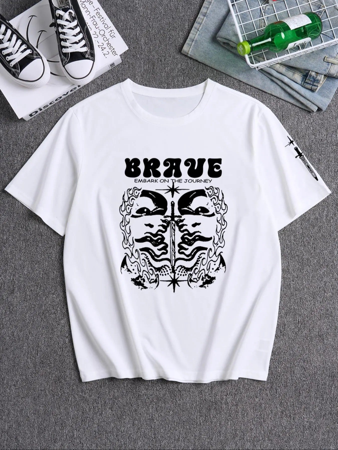 Men's Round Neck Tee, Loose Casual Fashion Short Sleeve T-shirt for Summer, Men's Top for Daily Wear style 02 Hoodie,...
