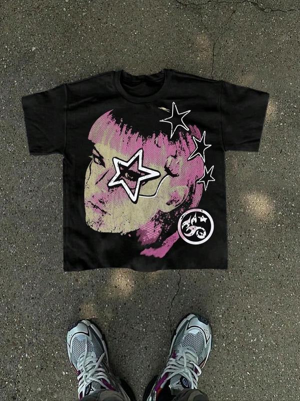 Men's Selena Quintilla Print Round Neck Tee, Regular Fit Casual Short Sleeve T-shirt for Daily Wear, Men's Top for All...