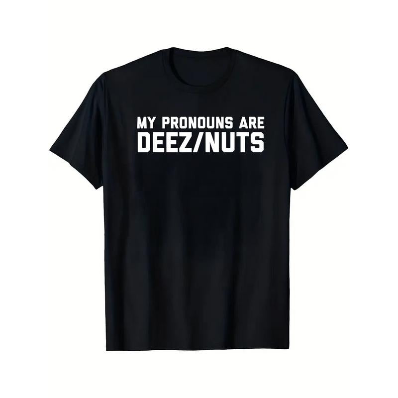 Men's Short Sleeve Cotton T-shirt I Identify As Deez Nuts Random Print Hoodie, Sweatshirt | PodTeesHub.com