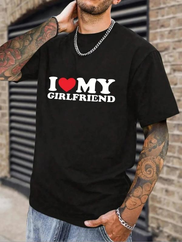 Men's Short Sleeve T-Shirt with Trendy Letter Print, Loose Fit Round Neck Casual Top, Perfect for Daily Wear & Leisure...