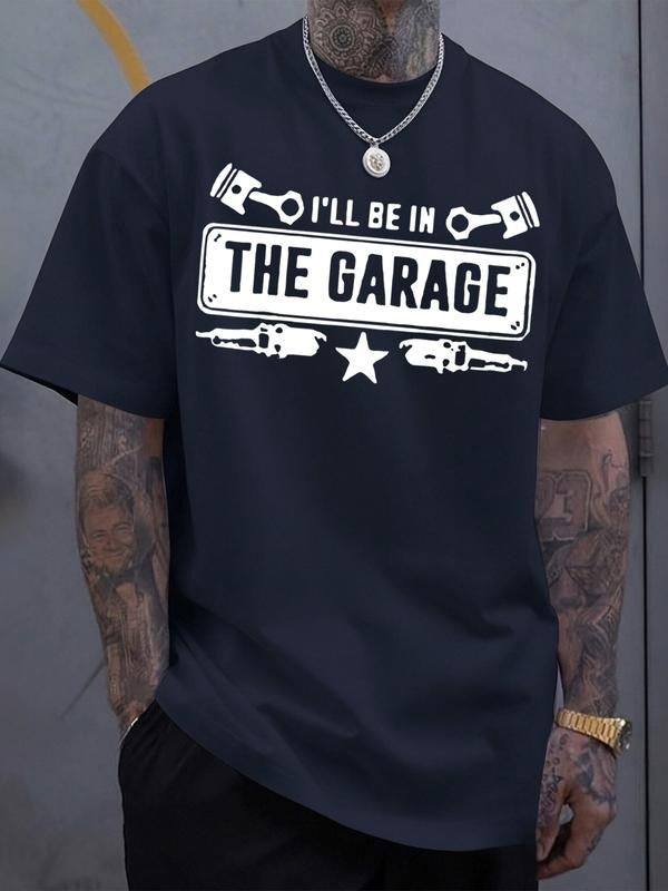 Men's Short Sleeve T-Shirt, Casual Loose Fit, Geometric Pattern, Car Repair Enthusiast Garage Workwear, All Seasons...