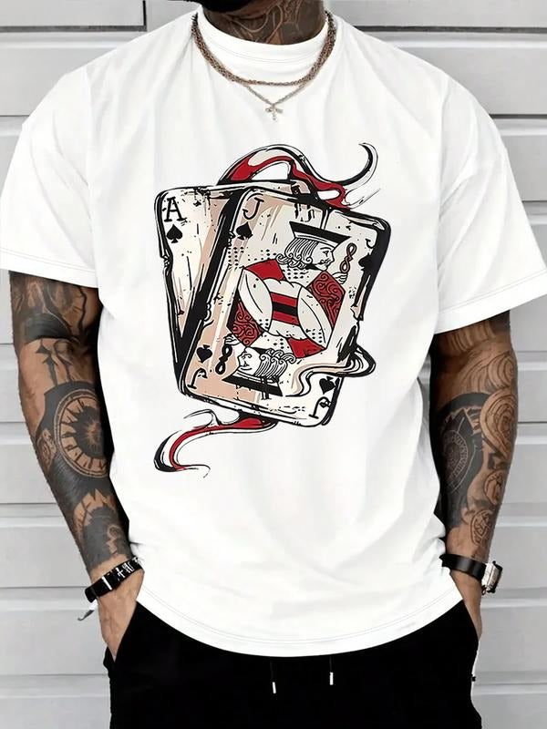 Men's Short Sleeve T-Shirt, Trendy Casual Geometric Print, Street Hip-Hop Style, Fitted Daily Wear, All Seasons Hoodie,...