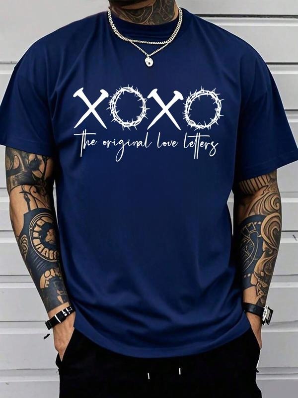 Men's Short Sleeve T-Shirt, Trendy Loose Fit, Geometric Pattern, Casual Streetwear, All Seasons, Fitted Design Hoodie,...