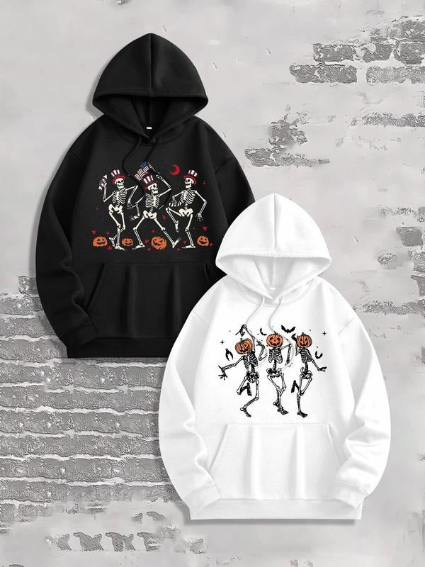 Men's Skeleton Print Hoodie, Regular Fit Casual Hooded Sweatshirt for Fall & Winter, Men's Top for Daily Wear T-Shirts