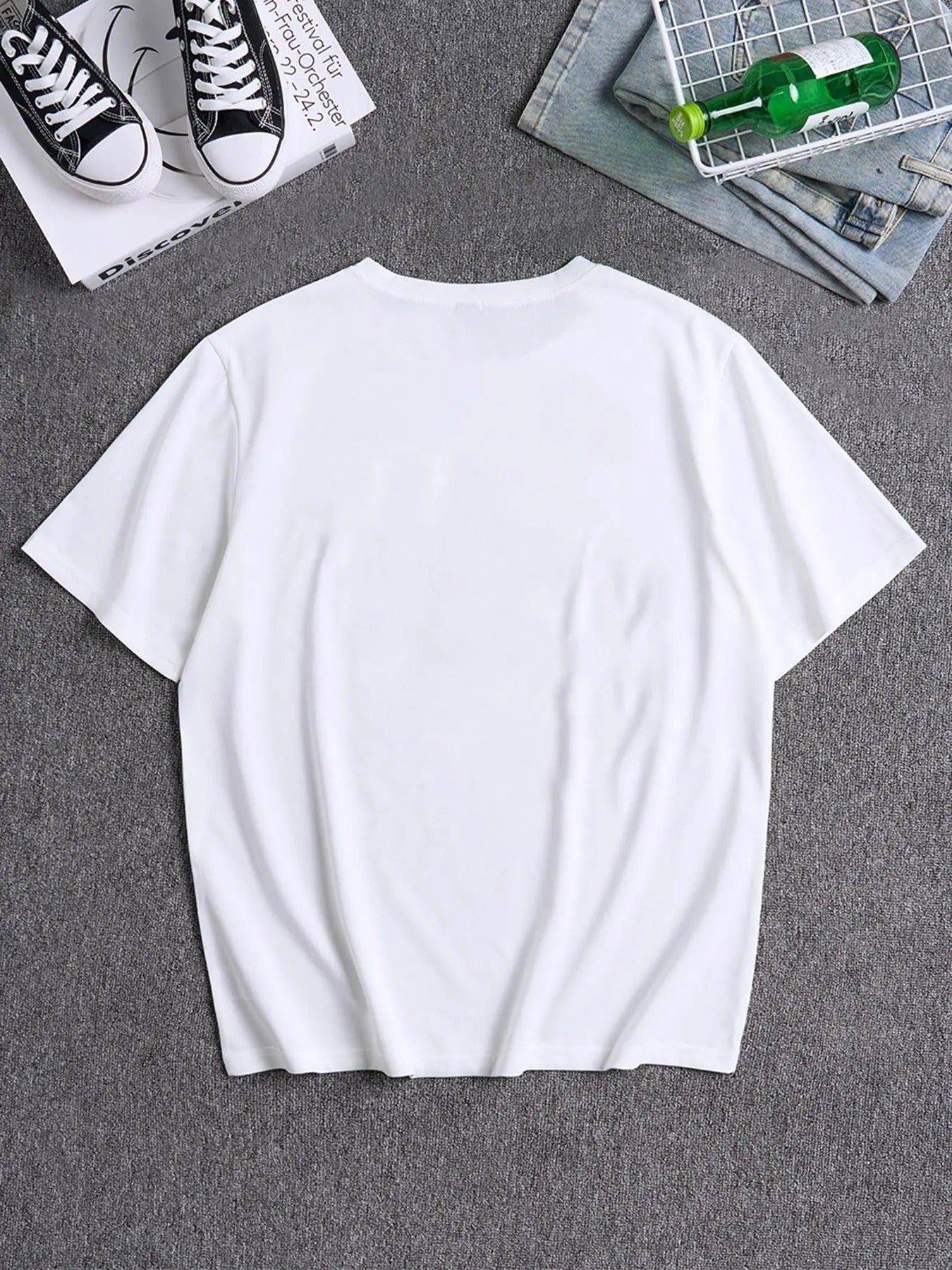 Men's Skull & Letter Print Round Neck Tee, Loose Casual Short Sleeve Crew Neck T-shirt for Summer, Fashion Men's Top for...