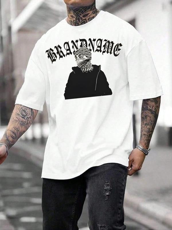 Men's Skull Print Short Sleeve Graphic Tee, Regular Fit Casual Fashion T-shirt for Summer, Men's Top for Daily Wear,...