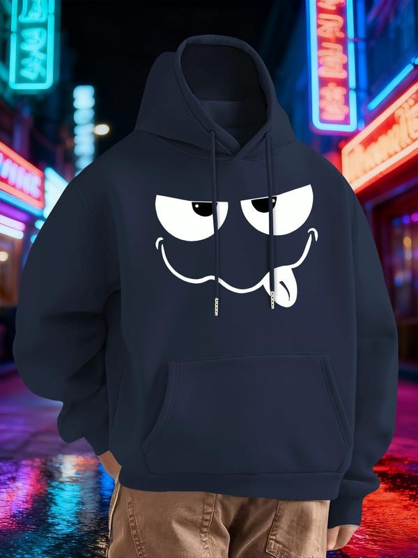 Men's Smiley Face Hooded Sweatshirt, with Happy Print, Comfortable Fitness & Casual Streetwear, Durable Soft Fabric, Long...