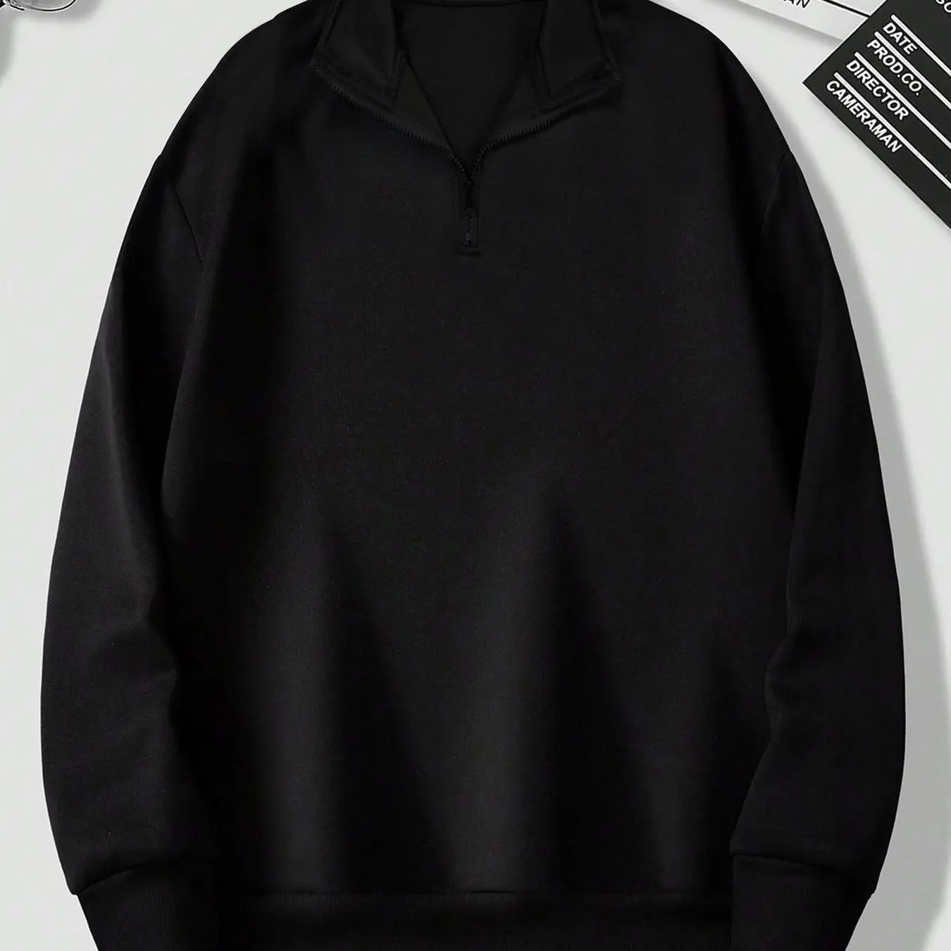 Men's Solid Half Zip Up Fleece Sweatshirt, Regular Fit Casual Long Sleeve Stand Collar Pullover for Fall & Winter, Men's...
