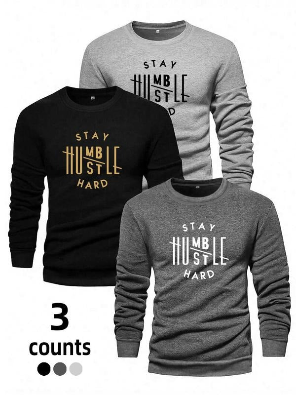 Men's Solid Long Sleeve Tee, Casual Comfy Round Neck T-shirt for Fall & Winter, Men's Top for Daily Wear style 02 Hoodie,...