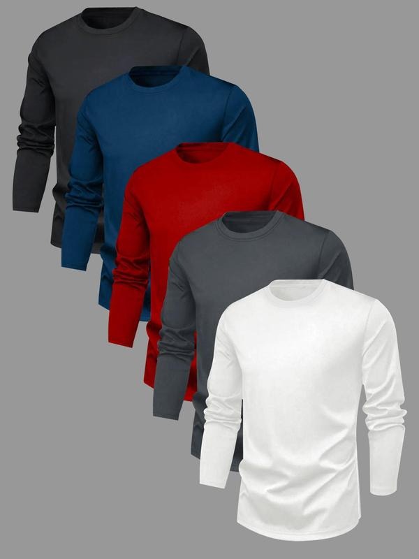 Men's Solid Long Sleeve Tee, Casual Comfy T-shirt for Spring & Fall, Men's Top for Daily Wear style 02 Hoodie, Sweatshirt