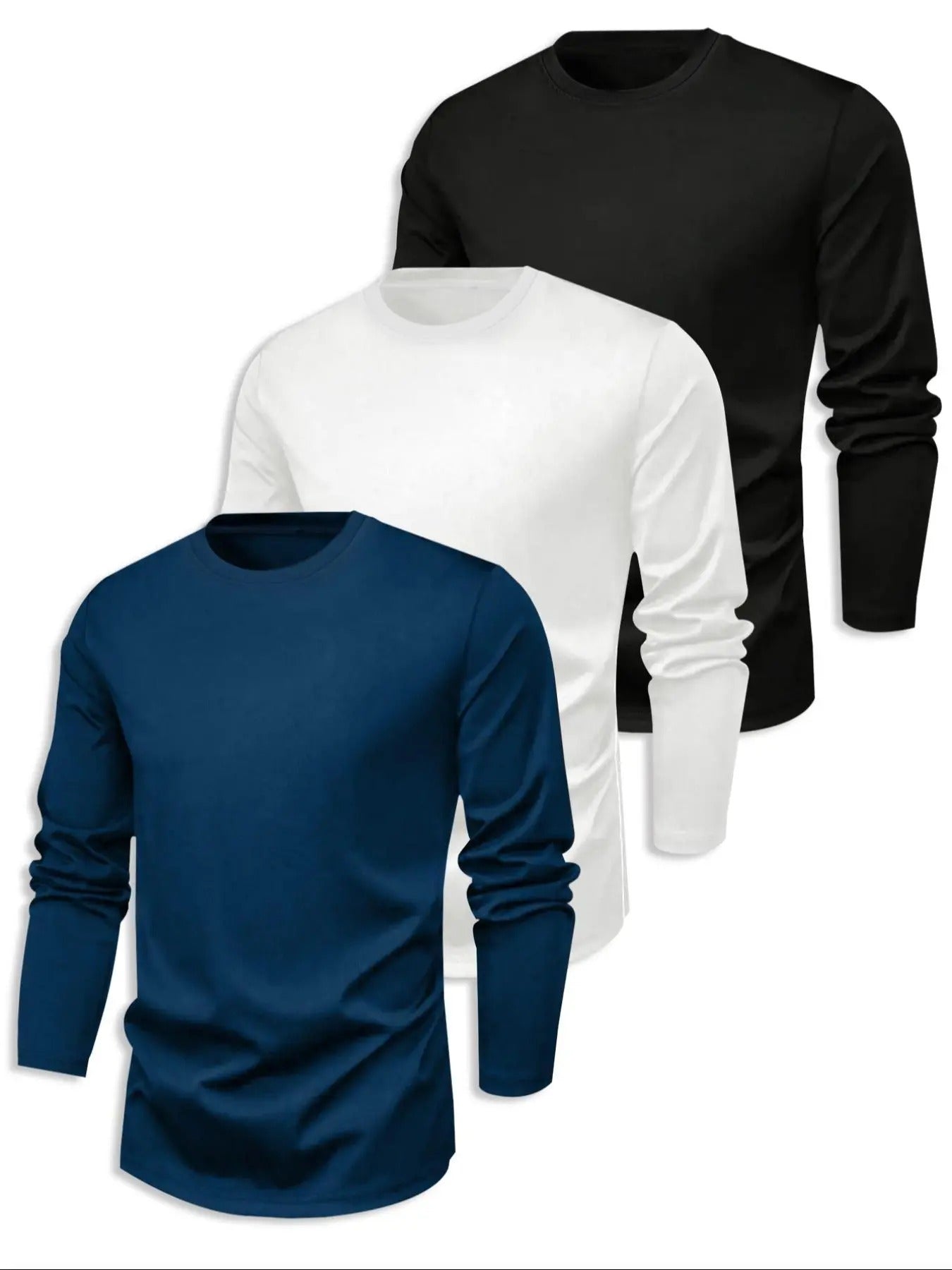 Men's Solid Long Sleeve Tee, Casual Comfy T-shirt for Spring & Fall, Men's Top for Daily Wear style 03 Hoodie, Sweatshirt