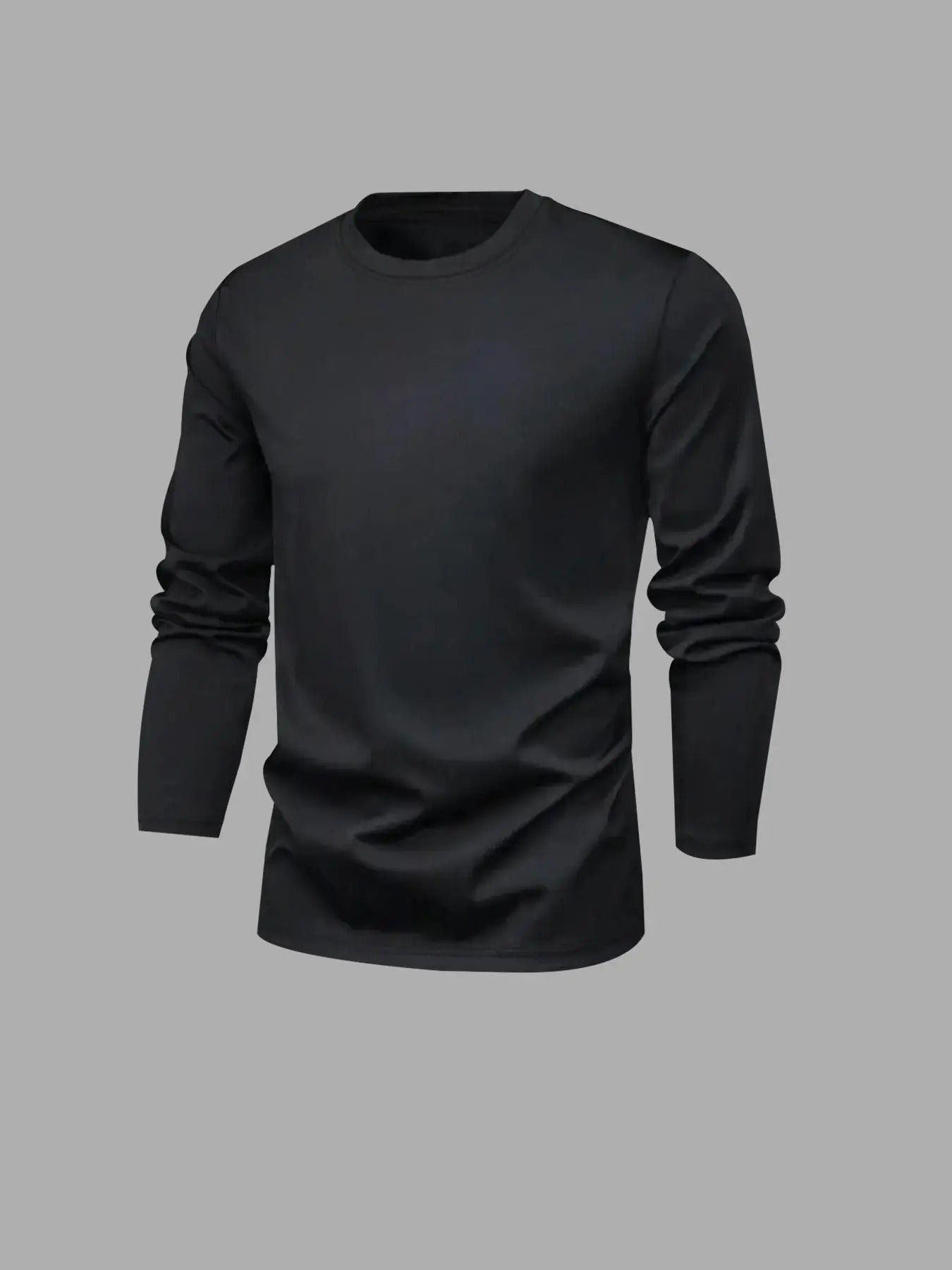 Men's Solid Long Sleeve Tee, Regular Fit Casual Comfy Round Neck T-Shirt for Spring & Fall, Men's Top for Daily Wear...