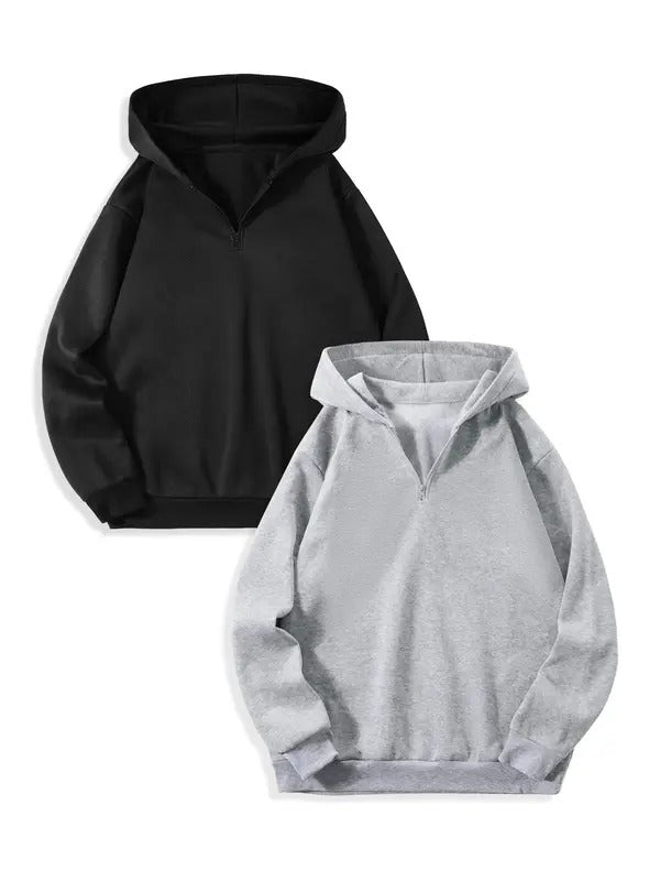 Men's Solid Zip Up Hoodie, Casual Regular Fit Long Sleeve Hooded Sweatshirt for Fall & Winter, Men's Clothes for Daily...