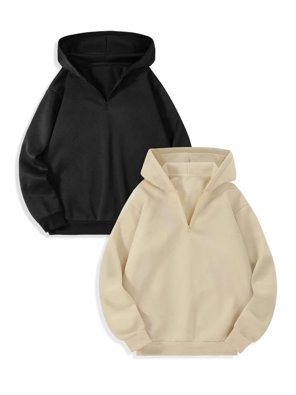 Men's Solid Zip Up Hoodie, Casual Regular Fit Long Sleeve Hooded Sweatshirt for Fall & Winter, Men's Clothes for Daily...