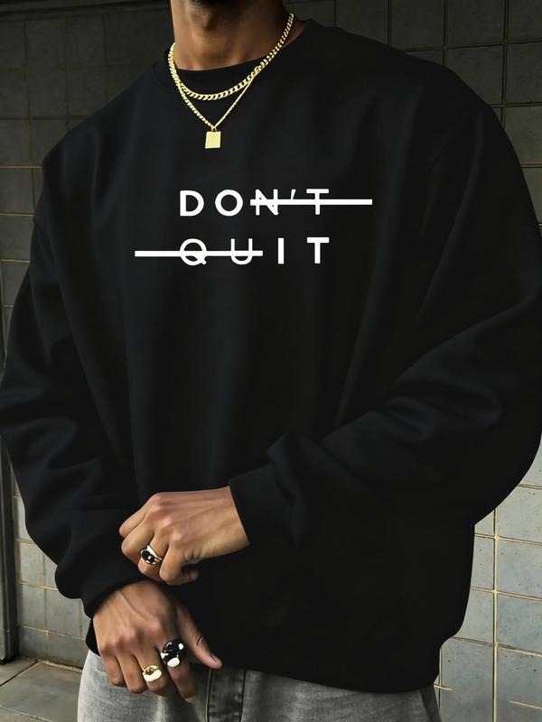 Men's Spring Autumn Thin Letter Print Long Sleeve Round Neck Sweatshirt, Fashion Casual Sporty Outdoor Wear, Perfect Gift...