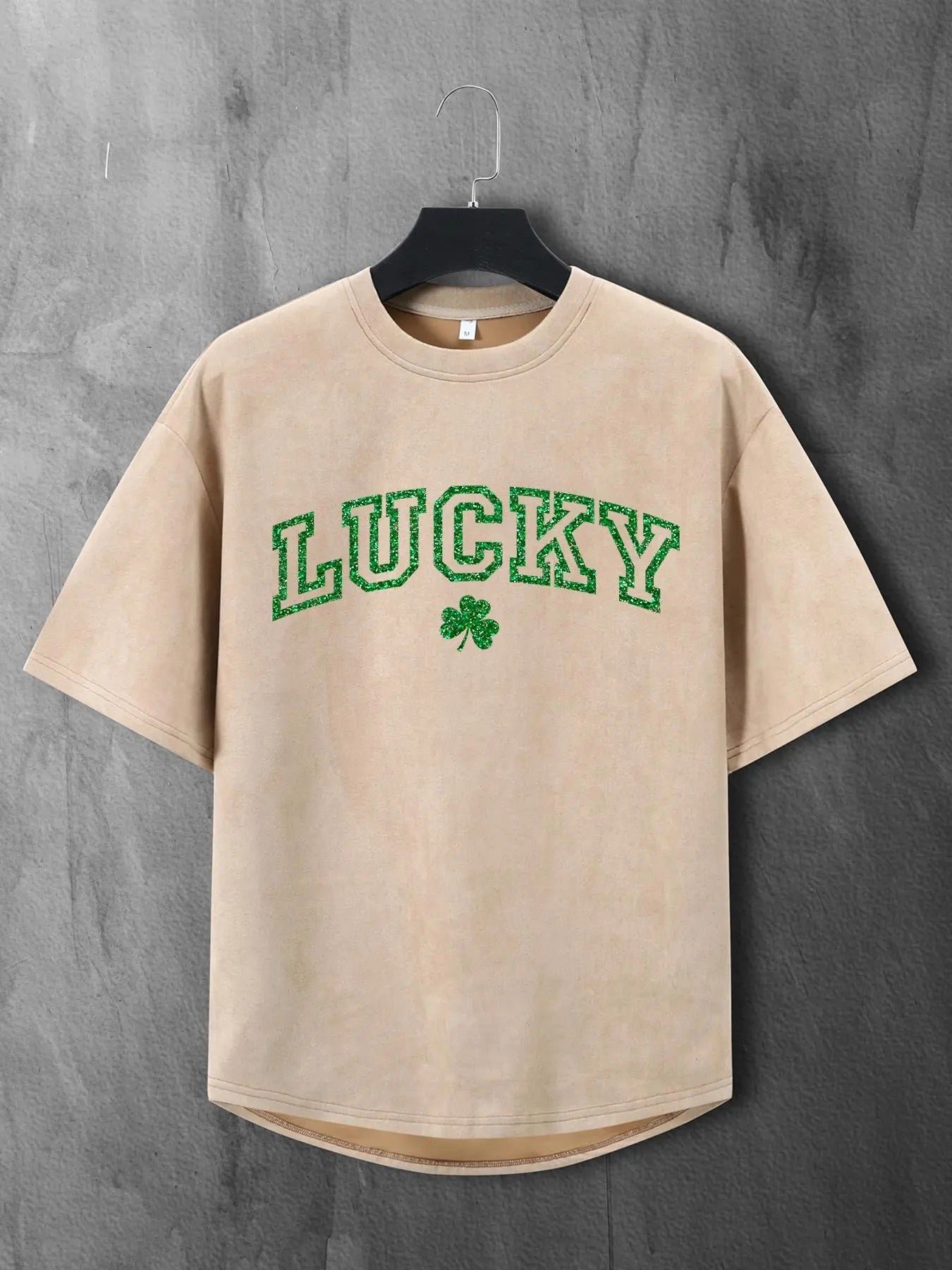 Men's St. Patrick's Day Themed Shamrock & LUCKY Letter Print Round Neck Tee, Loose Street Fashion Casual Comfy Short...