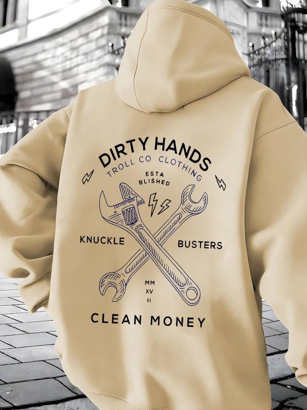 Men's Street Style Graphic Hoodie, Fleece Lined Thick Fabric, Loose Fit Casual Wear for Fall & Winter Seasons T-Shirts,...