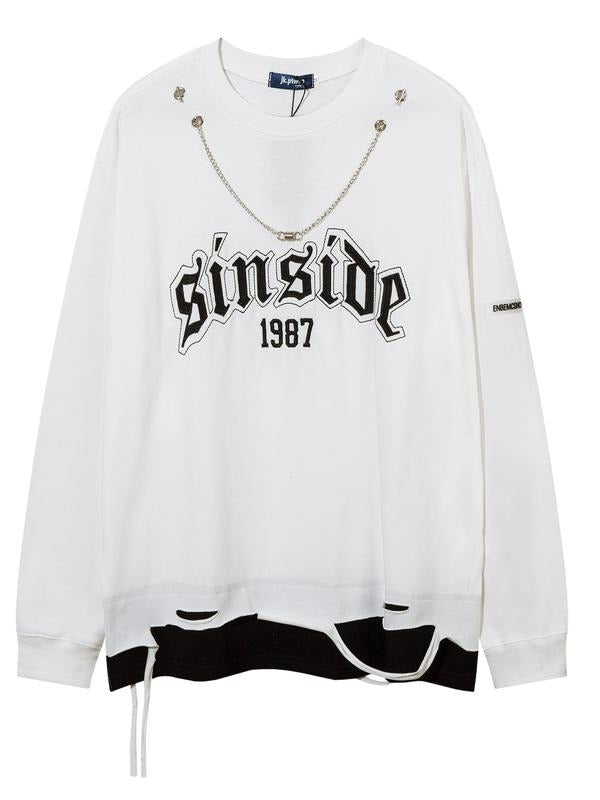 Men's Street Style Hoodie, High-Street Design, Unique Small-Batch Fashion, Ripped Two-Piece Sweatshirt, Trendy & Cool...