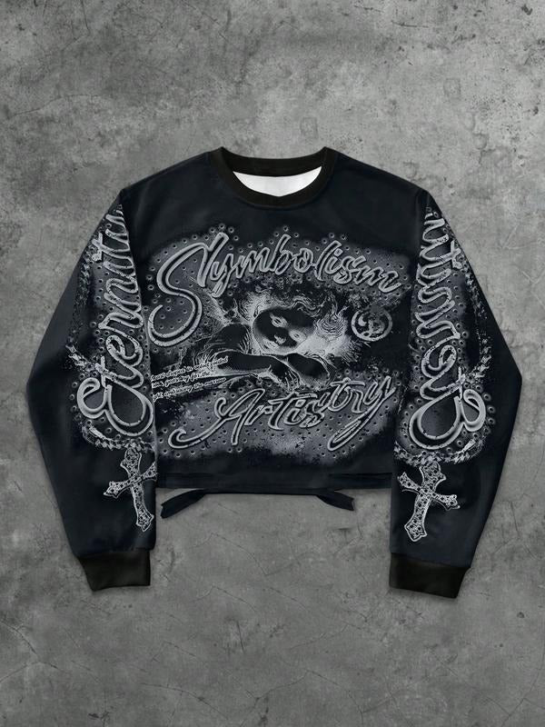 Men's Streetwear Casual Fashion Graphic Print Fitted Hoodie, Angel Print Pattern, Spring & Fall, Trendy Hip Hop Rap...