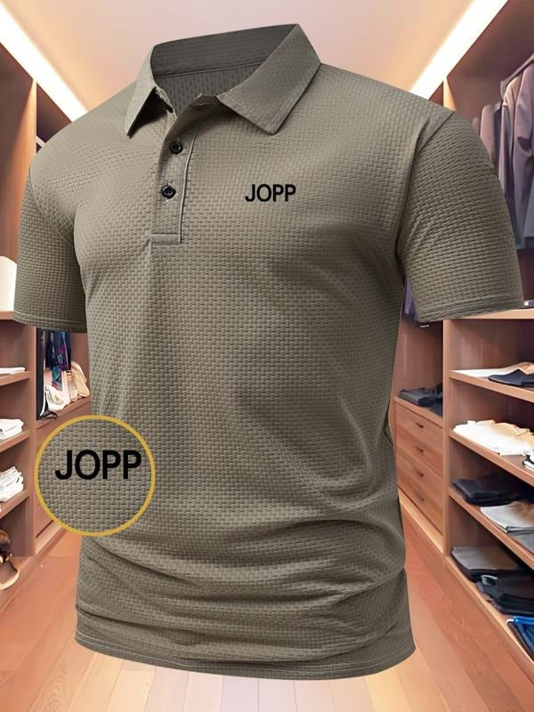 Men's Summer Casual Polo Shirt, Letter Print, Fitted Design, Short Sleeve, Collar Neckline, Available in Multiple Colors...