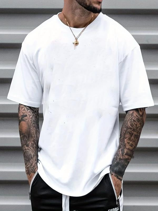 Men's Summer Clothes Regular Fit Plain Drop Shoulder Tee without Necklace, Casual Soft Comfortable Round Neck Half Sleeve...