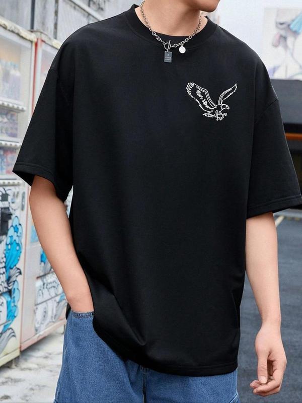 Men's Summer Clothes, Animal Print Round Neck Tee, Punk Regular Fit Eagle Graphic Short Sleeve T-Shirt for Summer, Men's...